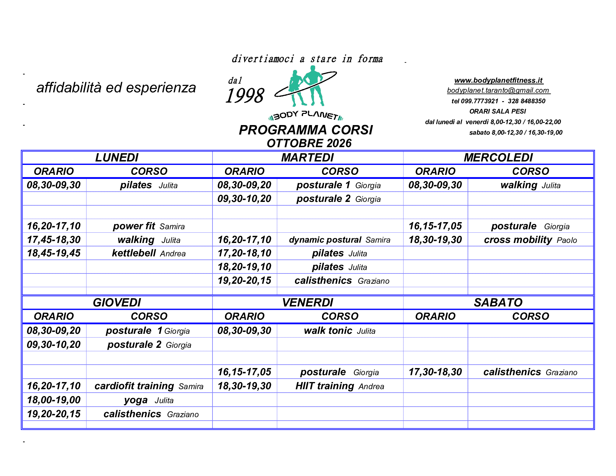 Programma corsi